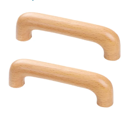 Nordic Simple Modern Solid Wood Handle Original Beech Wood Color Modern Bridge Shape Knob Kitchen Wardrobe Door Drawer Cabinet