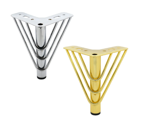 Chrome Finished Iron Sofa Leg Aluminium Legs Sofa European Cabinet Leg Adjustable Feet Plastic Clips
