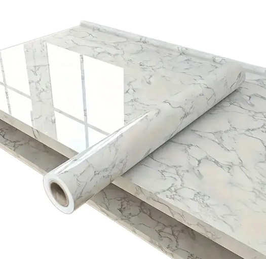 High Gloss Marble Printing PVC Table Top Film Easy Clean Furniture Decorative Cover Film Anti Oil Functional_image_0