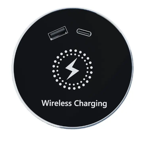 20W Desktop Embedded Wireless Charger Alloy Fast Charging USBTYPEC Hidden in ABS Hotel Furniture, Office Desk, Bedside Table_image_0