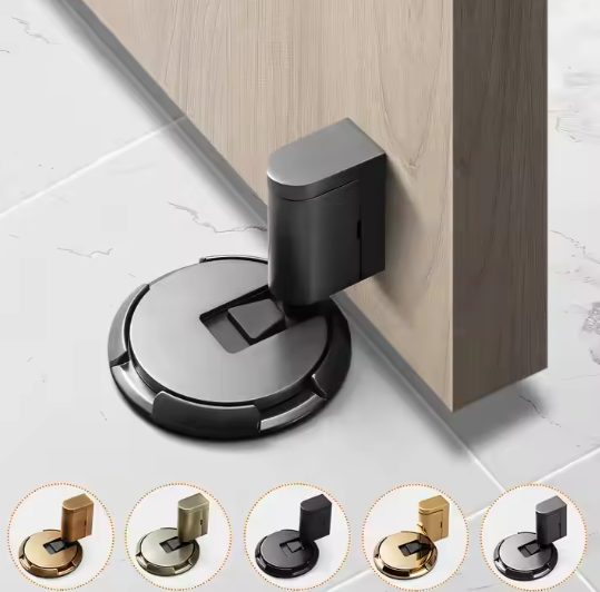 Modern Stainless Steel Design Adjustable Door Holder with Non-Punch Sticker Furniture Heavy Duty Magnetic Door Stopper_image_0