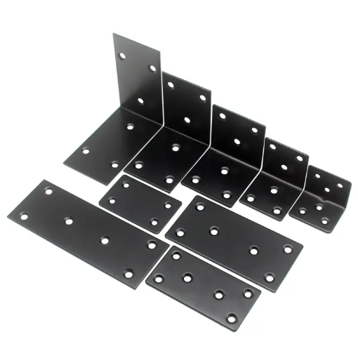 Square Stainless Steel 90 Degree Right Angle Bracket Black Chrome Corner Code Fixing Shelf Support for Cabinets Iron Metal_image_0