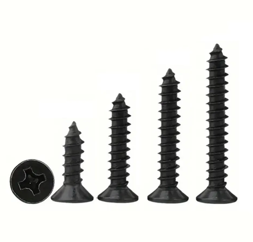 Black Metal Steel 4.8 8.8 10.9 12.9 Self Tapping Nails Phillips Cross Recess Flat Countersunk Head Wood Self Tapping Screws_image_1