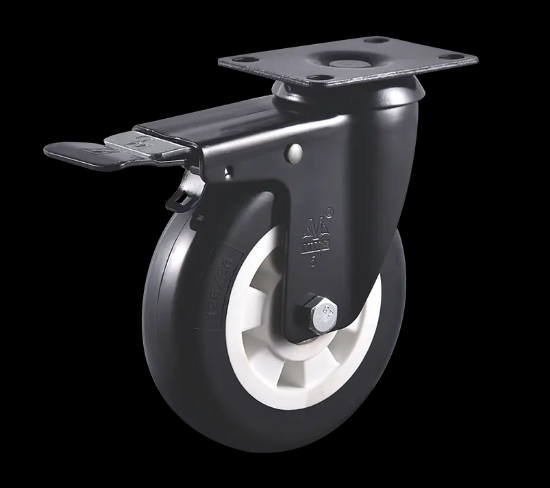 VIMA 3/4/5 in PU PP Black Electrophoresis Medium Duty Brake Furniture Castors Wheels Swivel Locking Industrial Casters Wheels_image_0