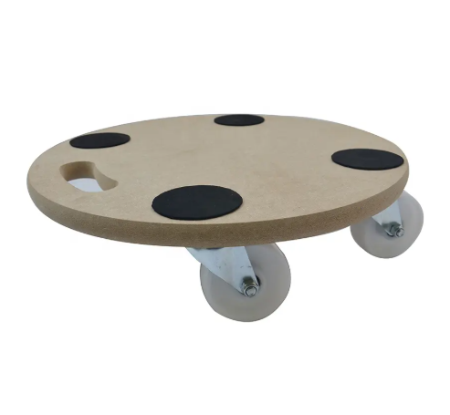 551LBS Easy Moving Plant Trolley Wooden Furniture Transporter Round Woood Four Wheel Anti-slip Coating Top Dolly Mover Carrier_image_0