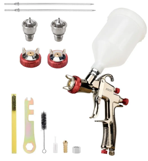 Professional R500 LVLP Water Based Air Paint Spray Gun 1.3mm 1.7mm 2.0mm Nozzle 600cc Cup for Cars Primer Furniture Coatings_image_1